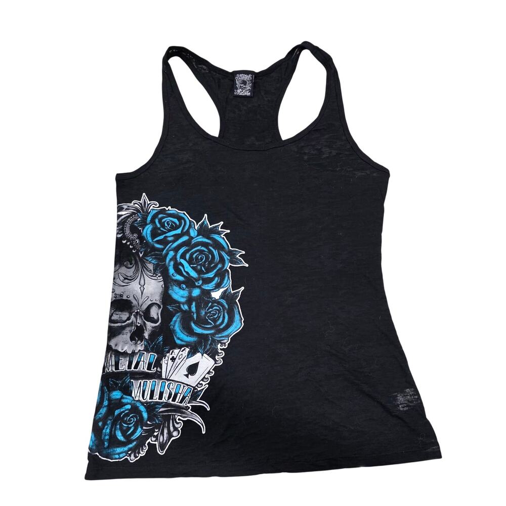 Metal Mulisha Women's "Lady Luck" Racerback Tank Top size Large Black